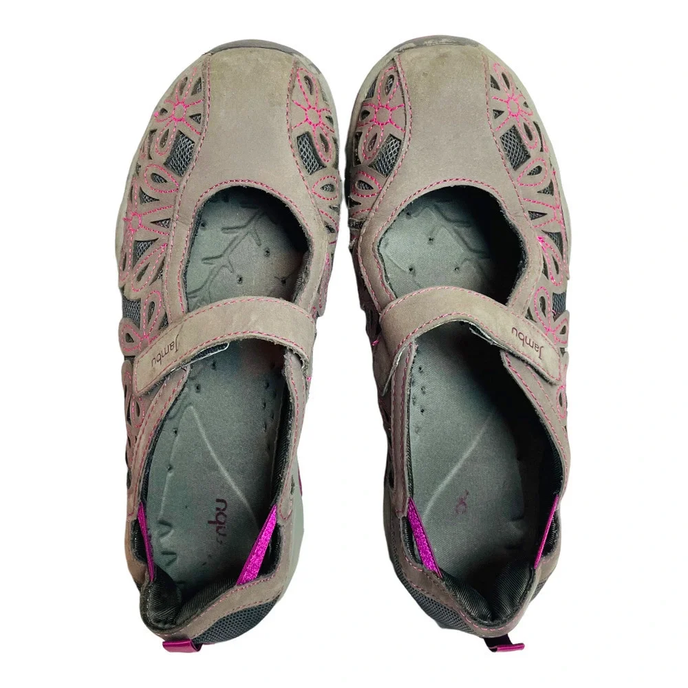 🍀 JAMBU Purple Lindsey Hypergrip Suede Mary Jane Trail Flats Women’s Size 6.5